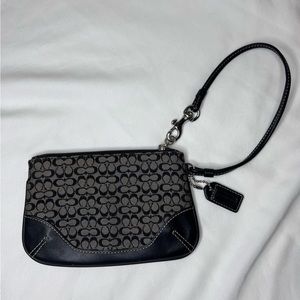 Coach Classic Wristlet. Black and Grey Logo